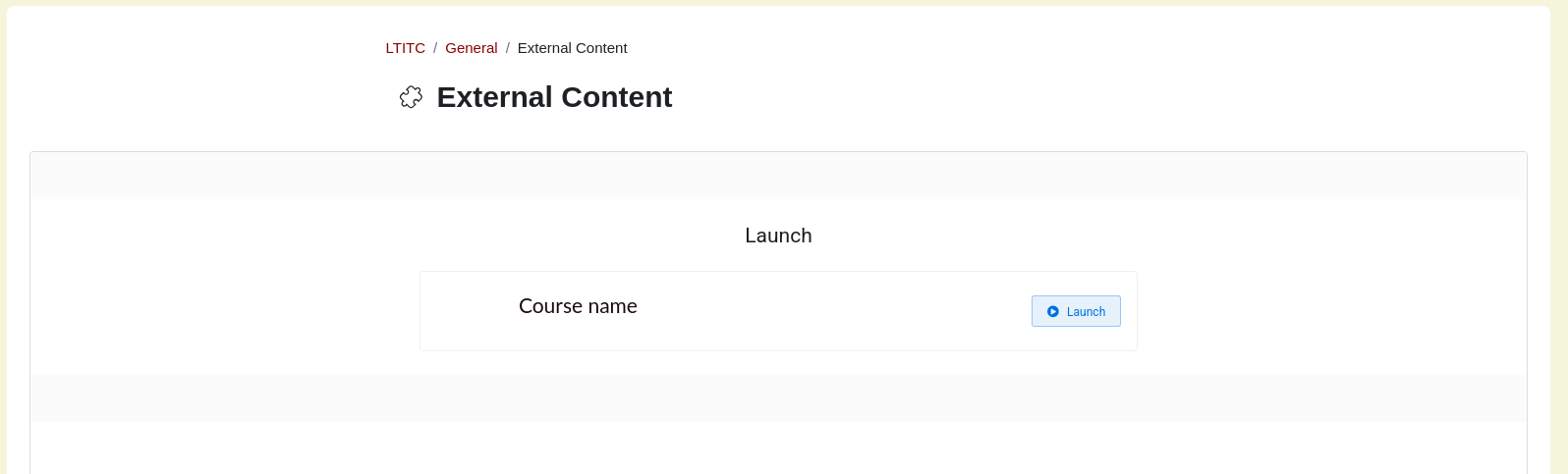 Screenshot of AOM LTI launch course page as seen by students
